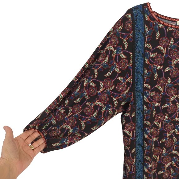 Max Studio Floral Pullover Shift Dress Size Small 3/4" Balloon Sleeves‎ - Picture 4 of 14